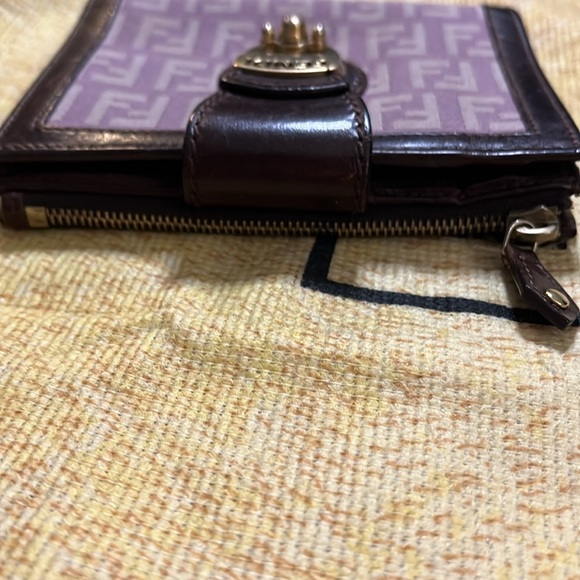Vintage RARE Fendi FF Purple Canvas and Leather Wallet with dust bag - Picture 4 of 10